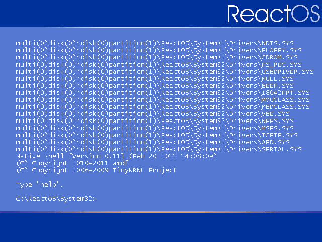 Синий экран в ReactOS